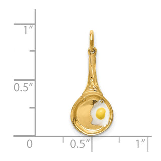 14k Yellow Gold Frying Pan w/Enameled Egg Charm