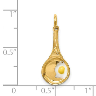 14k Yellow Gold Frying Pan w/Enameled Egg Charm