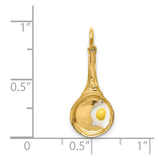 14k Yellow Gold Frying Pan w/Enameled Egg Charm