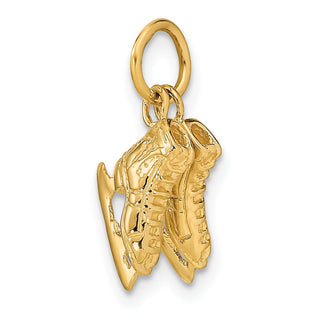 14k Yellow Gold 3-D Pair Of Ice Skates Charm