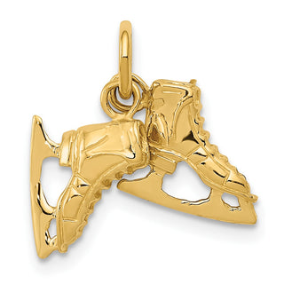 14k Yellow Gold 3-D Pair Of Ice Skates Charm