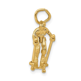 14k Yellow Gold 3D Moveable Snow Skier Charm
