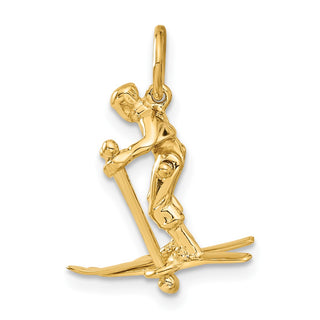 14k Yellow Gold 3D Moveable Snow Skier Charm