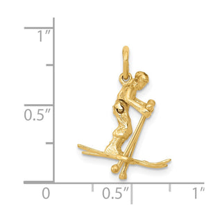14k Yellow Gold 3D Moveable Snow Skier Charm
