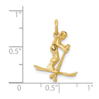 14k Yellow Gold 3D Moveable Snow Skier Charm