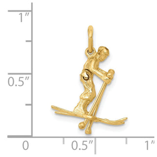 14k Yellow Gold 3D Moveable Snow Skier Charm