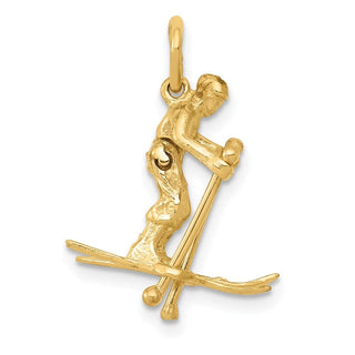 14k Yellow Gold 3D Moveable Snow Skier Charm