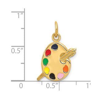 14k Yellow Gold Enameled Artist Palette Charm A0179