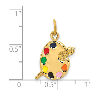 14k Yellow Gold Enameled Artist Palette Charm A0179