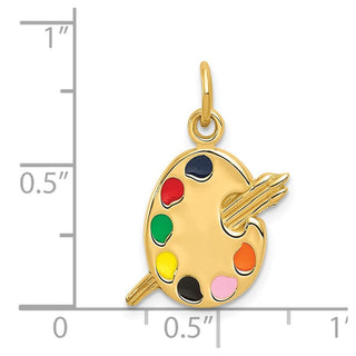 14k Yellow Gold Enameled Artist Palette Charm A0179
