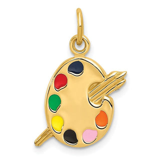 14k Yellow Gold Enameled Artist Palette Charm A0179