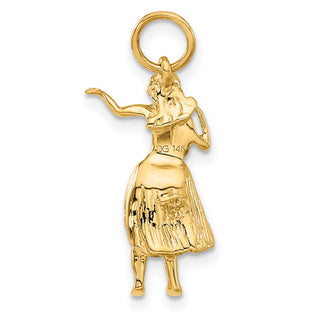 14k Yellow Gold 3-D Hula Dancer Charm