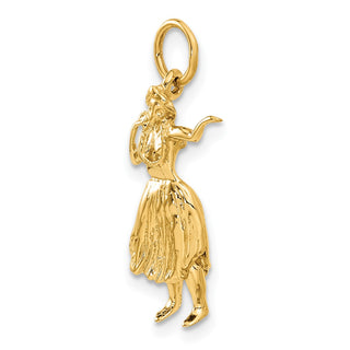 14k Yellow Gold 3-D Hula Dancer Charm
