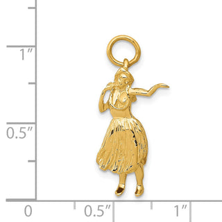 14k Yellow Gold 3-D Hula Dancer Charm