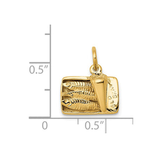 14k Yellow Gold 3D Sardine Can Charm