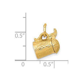 14k Yellow Gold 3-D Beer Stein Lid Opens Charm