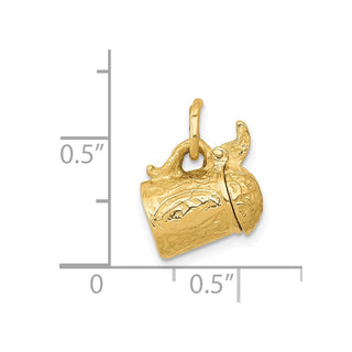 14k Yellow Gold 3-D Beer Stein Lid Opens Charm
