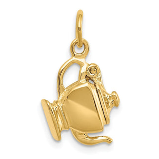 14k Yellow Gold 3-D Tea Pot Lid Opens Charm