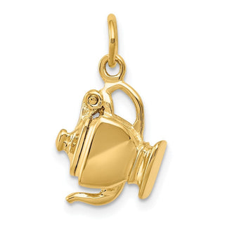 14k Yellow Gold 3-D Tea Pot Lid Opens Charm