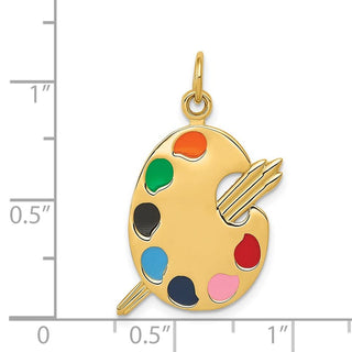 14k Yellow Gold Enameled Artist Palette Charm A0329