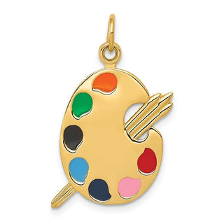 14k Yellow Gold Enameled Artist Palette Charm A0329