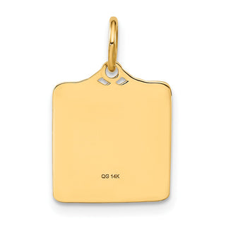 14k Yellow Gold Enameled Pink Engravable Birth Certificate Charm A0363/P