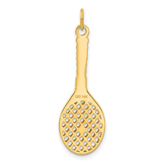 14K Yellow Gold Tennis Racquet W/Freshwater Cultured Pearl Charm