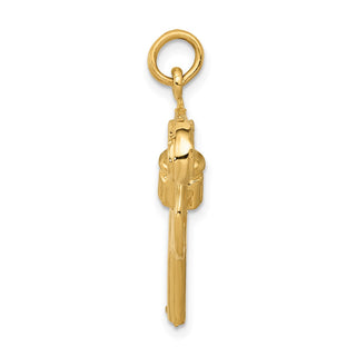 Mens 14k Yellow Gold and Rhodium Moveable Revolver Charm