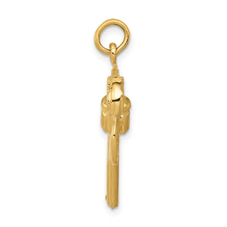 Mens 14k Yellow Gold and Rhodium Moveable Revolver Charm