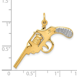 Mens 14k Yellow Gold and Rhodium Moveable Revolver Charm