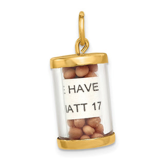 14k Yellow Gold 3-D Mustard Seeds Matthew 17 Scroll Pendant
