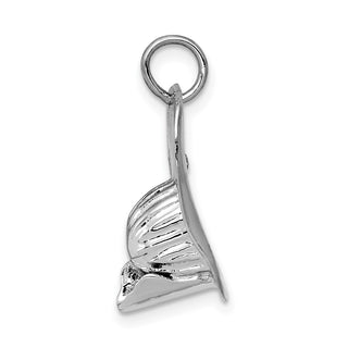 14k White Gold 3-D Large Firemans Hat Charm