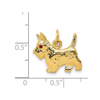 14k Yellow Gold Ruby Eye Scottie Dog Charm