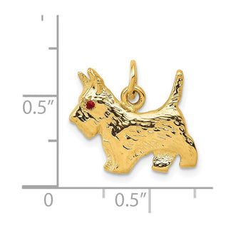 14k Yellow Gold Ruby Eye Scottie Dog Charm