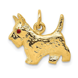 14k Yellow Gold Ruby Eye Scottie Dog Charm