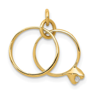 14k Yellow Gold 3D Wedding Rings Charm