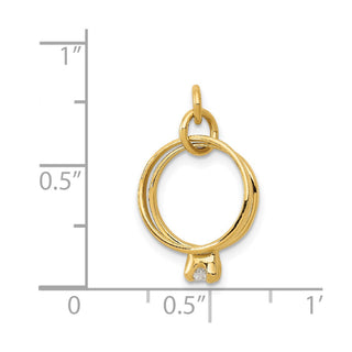 14k Yellow Gold 3D Wedding Rings Charm