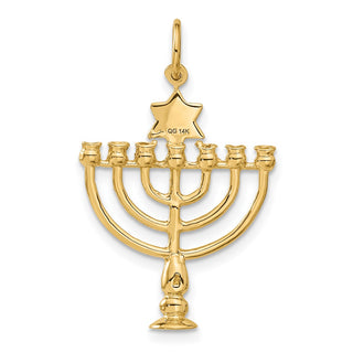 14k Yellow Gold 3D Menorah Charm