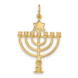 14k Yellow Gold 3D Menorah Charm