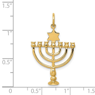14k Yellow Gold 3D Menorah Charm