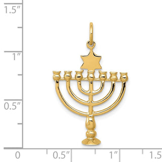 14k Yellow Gold 3D Menorah Charm