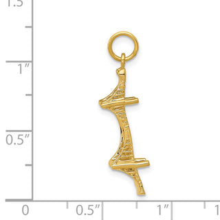 14k Yellow Gold 3D Mackinac Bridge Charm
