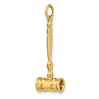14k Yellow Gold 3-D Gavel Charm A1176