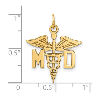 14k Yellow Gold Large M.D. Caduceus Charm
