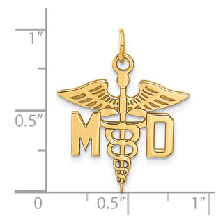 14k Yellow Gold Large M.D. Caduceus Charm