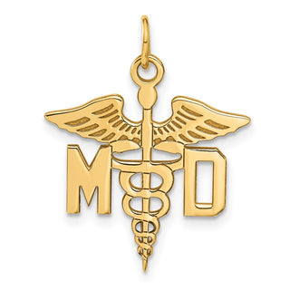 14k Yellow Gold Large M.D. Caduceus Charm