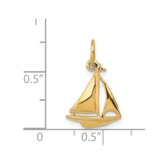 14k Yellow Gold 3D Sailboat Charm A1206