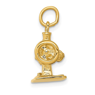14k Yellow Gold 3D Antiqued Sewing Machine Charm