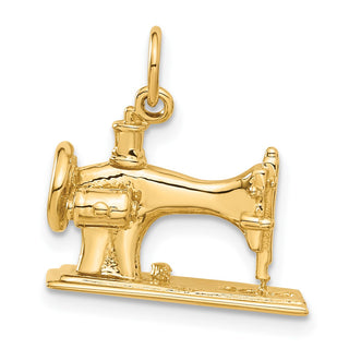 14k Yellow Gold 3D Antiqued Sewing Machine Charm
