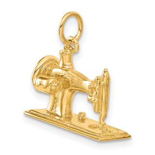 14k Yellow Gold 3D Antiqued Sewing Machine Charm
